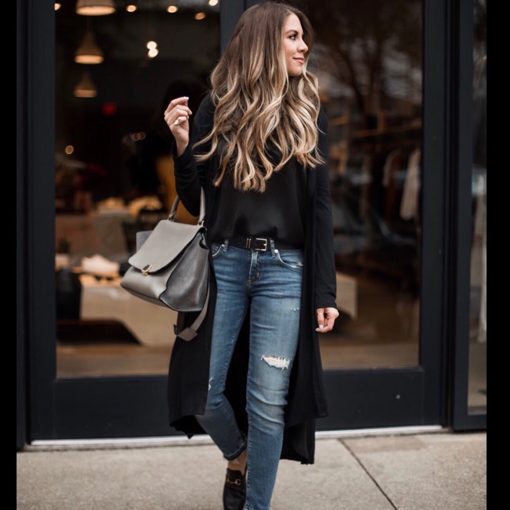 Black Button Down Long Cardigan